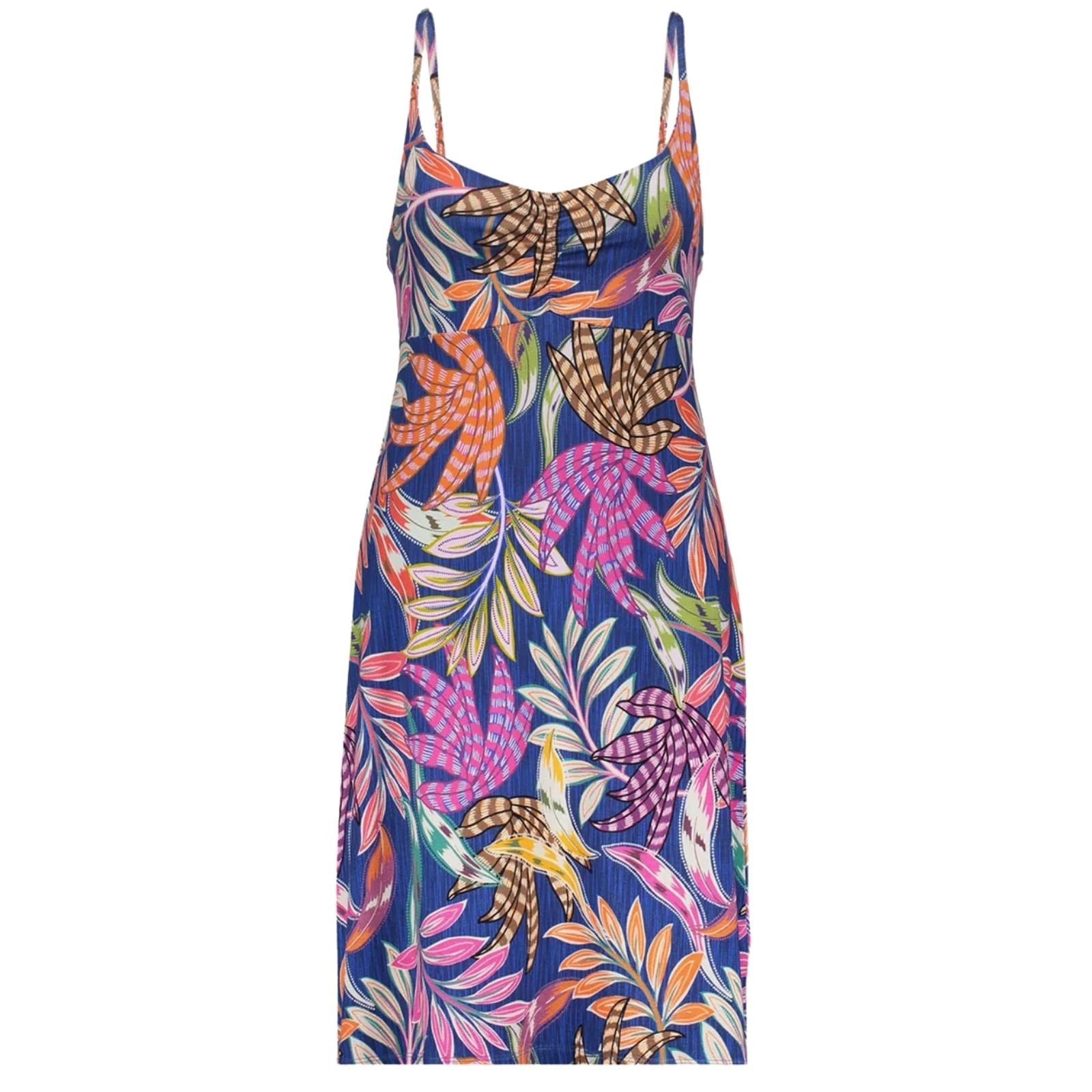 Blauw geprinte spaghetti jurk Noa - Capuchon Fashion