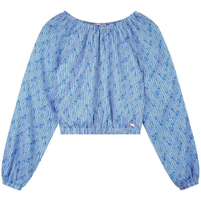 Blauw gestreepte blouse Timra - Capuchon Fashion