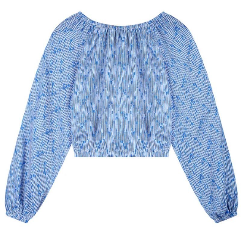 Blauw gestreepte blouse Timra - Capuchon Fashion