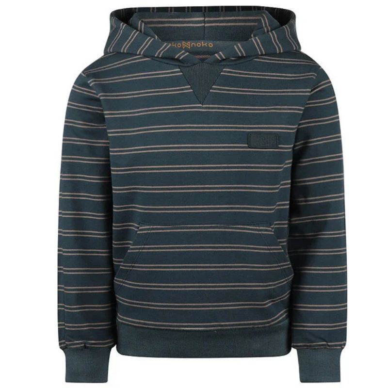 Blauw gestreepte sweater O56842 - Capuchon Fashion