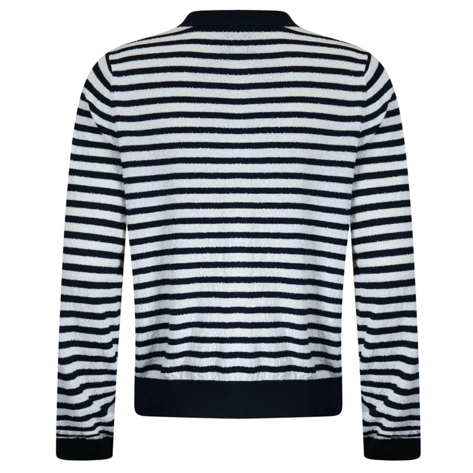Blauw met offwhite gestreept vest 613130 - Capuchon Fashion