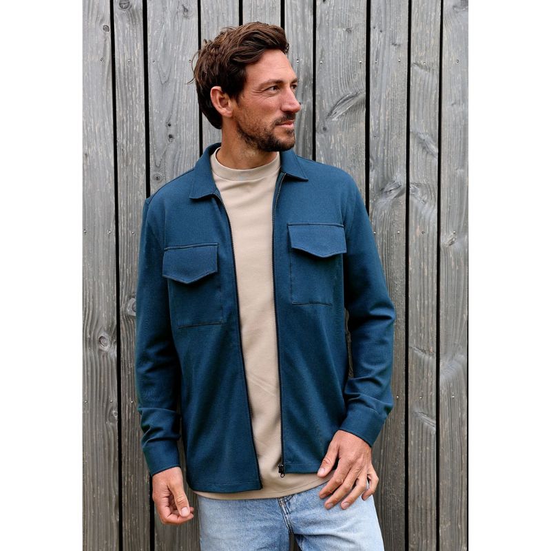 Blauw regular fit shirt Luxury Zip - Capuchon Fashion