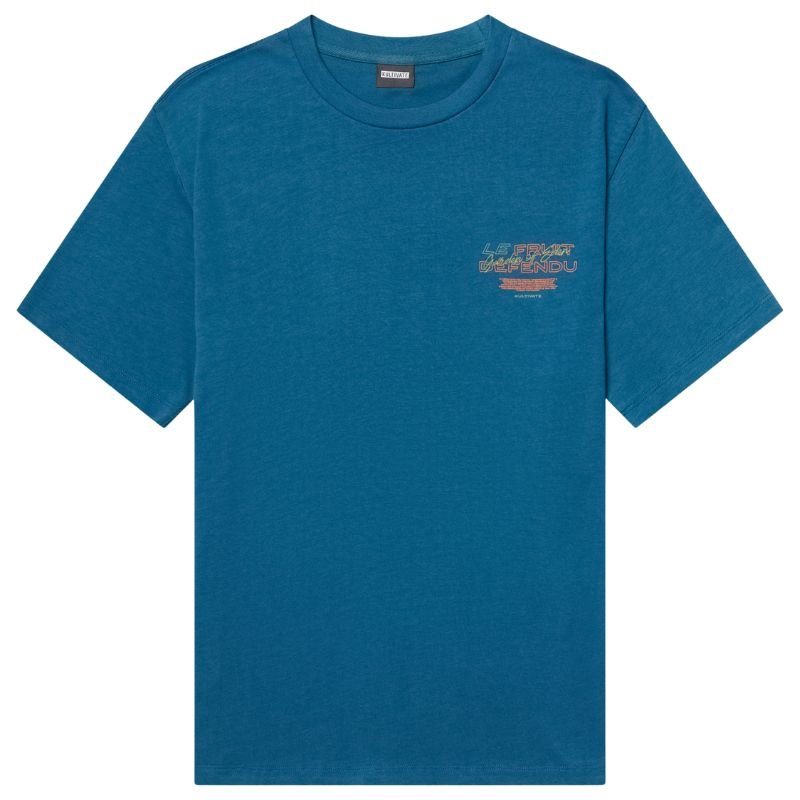 Blauw ronde hals backprint t-shirt Defendu - Capuchon Fashion