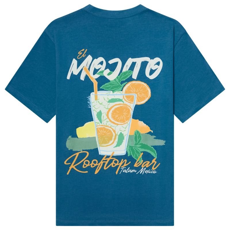 Blauw ronde hals backprint t-shirt Mojito - Capuchon Fashion