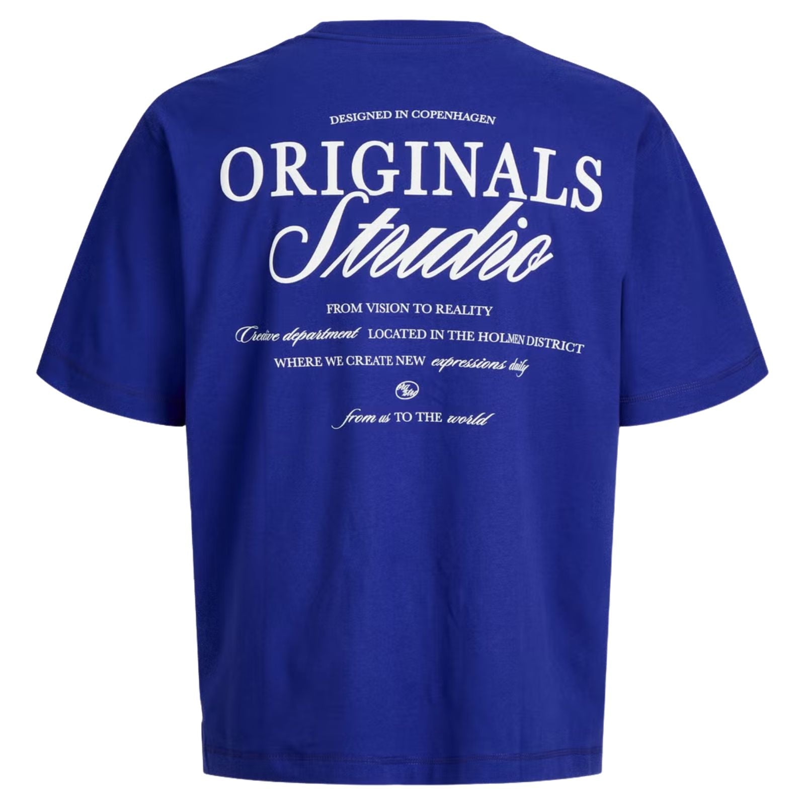 Blauw ronde hals t-shirt Norrebro Typo - Capuchon Fashion