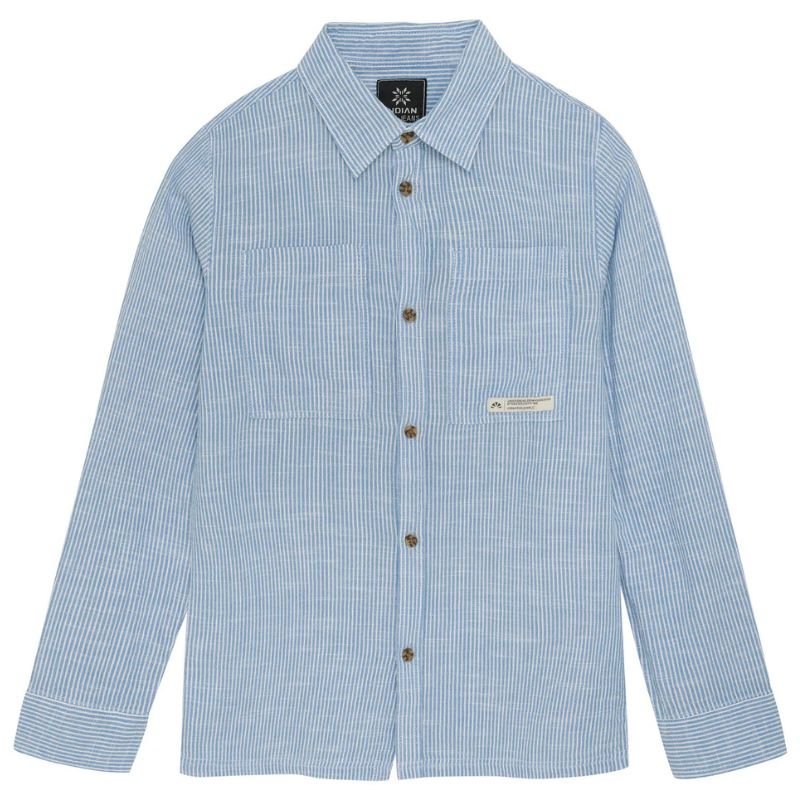 Blauw shirt Linen Stripe - Capuchon Fashion