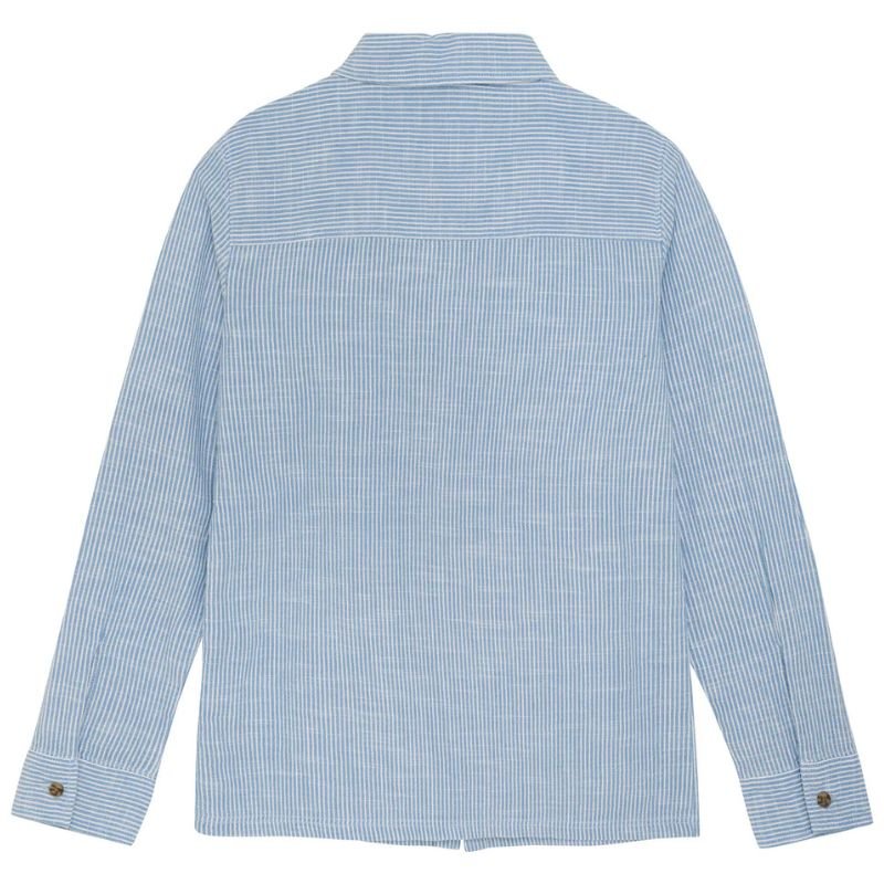 Blauw shirt Linen Stripe - Capuchon Fashion