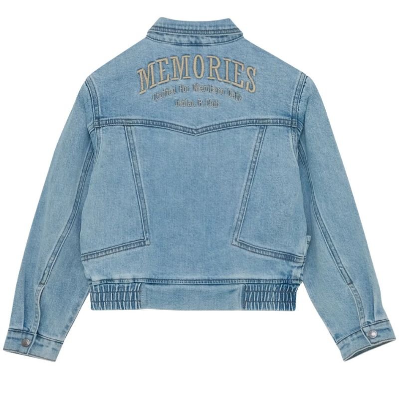 Blauwe denim jacket Embroidery - Capuchon Fashion