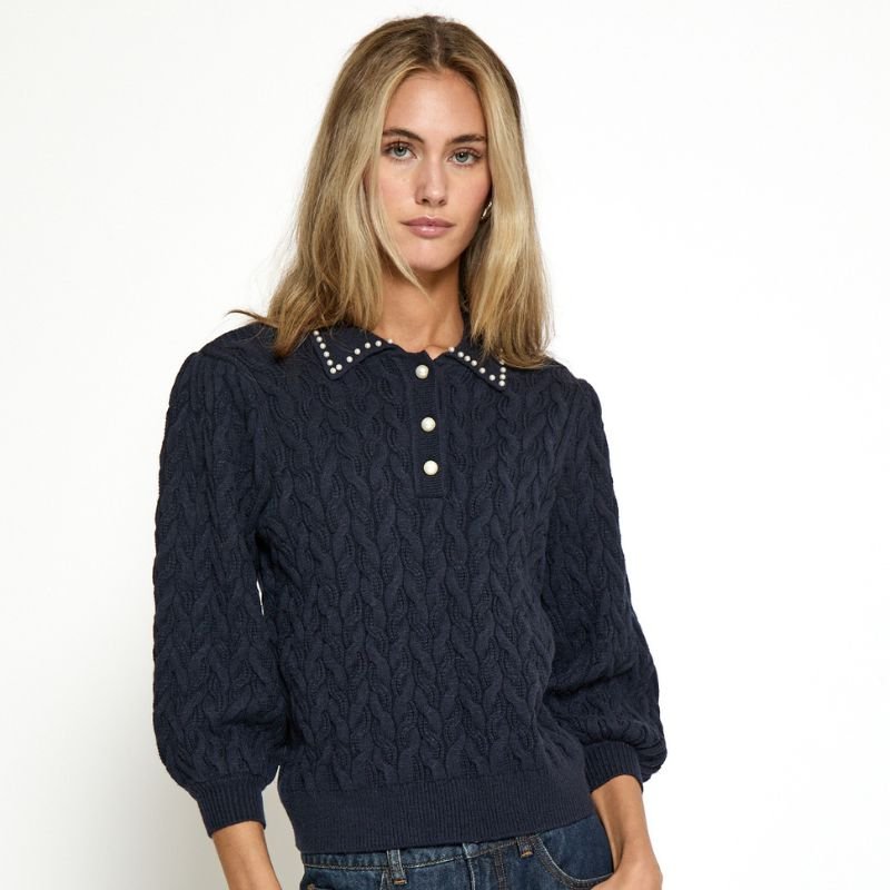 Blauwe knit pullover Filucca - Capuchon Fashion