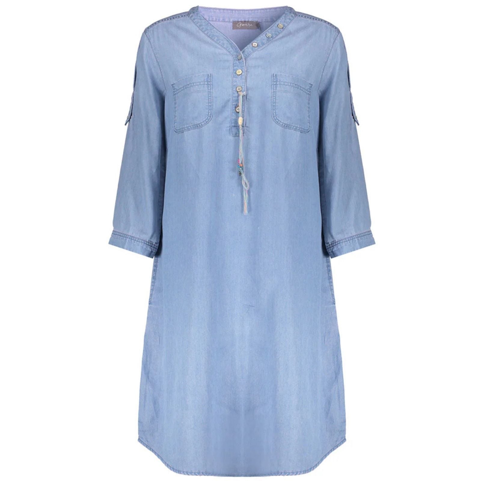 Bleached Denim lyocell ropes jurk Jet - Capuchon Fashion