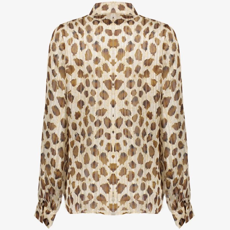 Lichtbruin geprinte blouse 53919