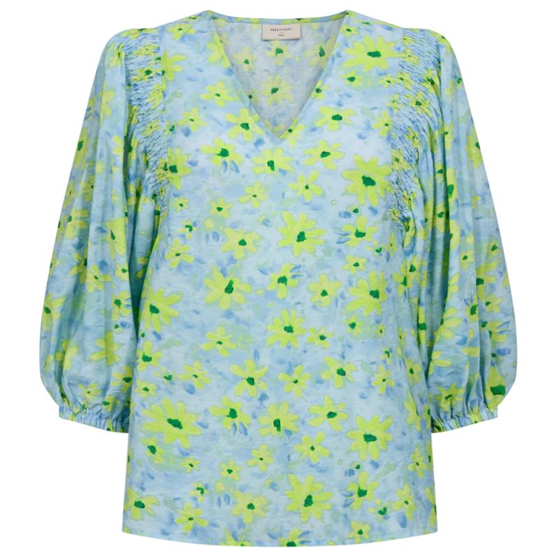 Blue Bell met sharp green geprinte blouse Jovi - Capuchon Fashion