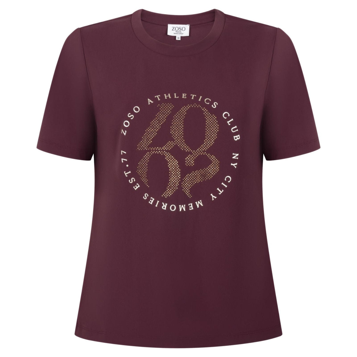 Bordeaux met print travel t-shirt Britt - Capuchon Fashion