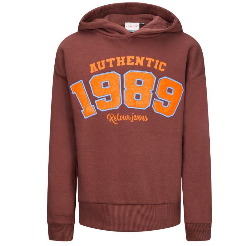 Bordeaux rode retro hoodie Roy - Capuchon Fashion