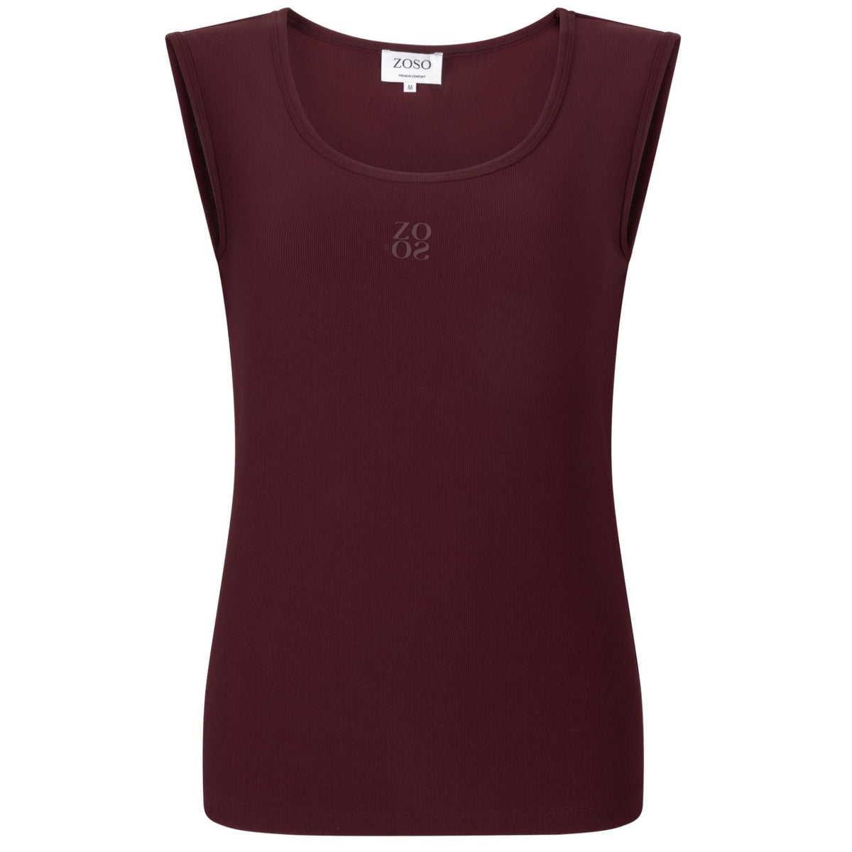 Bordeaux travel mouwloze rib top Suus - Capuchon Fashion