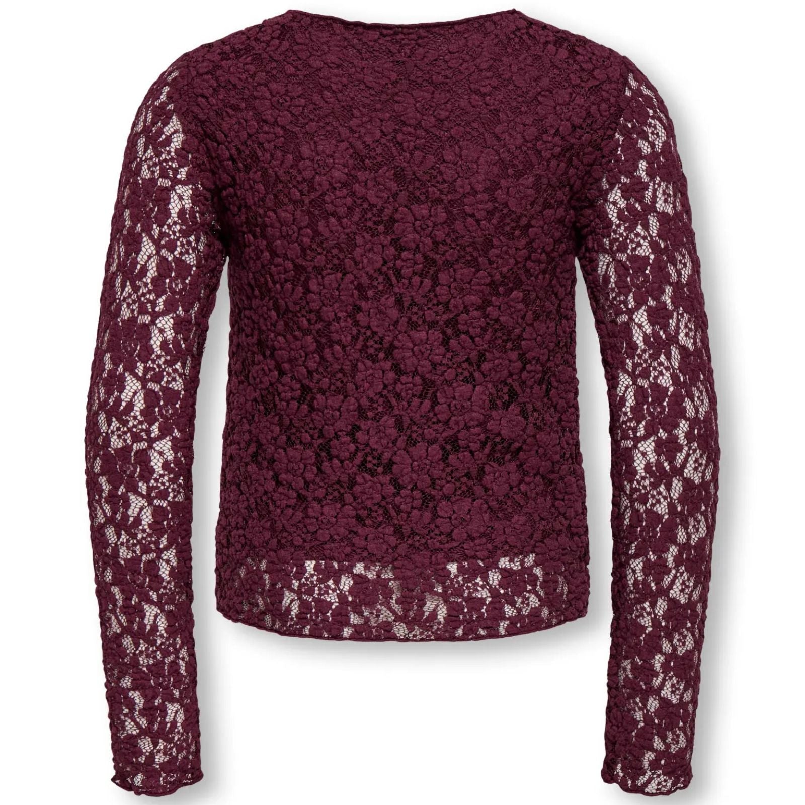 Bordeauxrode longsleeve lace top Leika - Capuchon Fashion