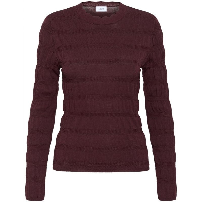 Bordeauxrode ribbel pullover Melisa - Capuchon Fashion