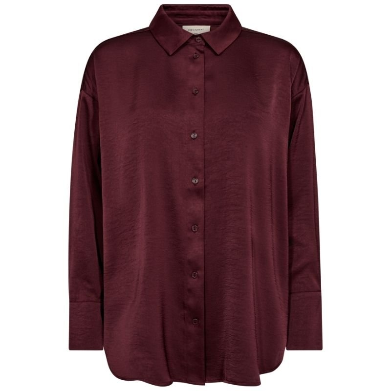 Bordeauxrode shiny blouse Nira - Capuchon Fashion