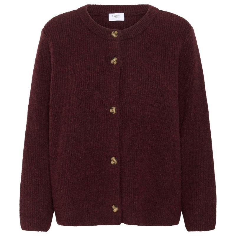 Bordeauxrood fijngebreid vest Maleen - Capuchon Fashion