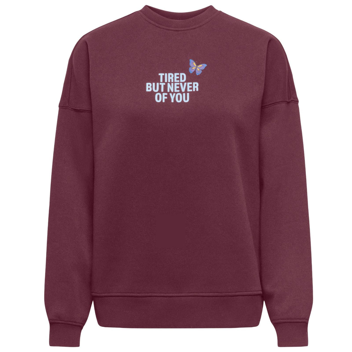 Bordeauxrood geprinte o-neck sweater Hima - Capuchon Fashion
