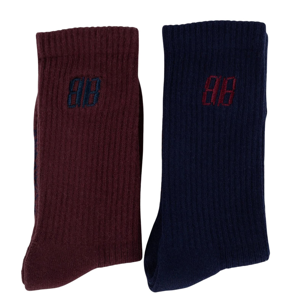 Bordeauxrood met donkerblauwe 2-pack effen Socks - Capuchon Fashion