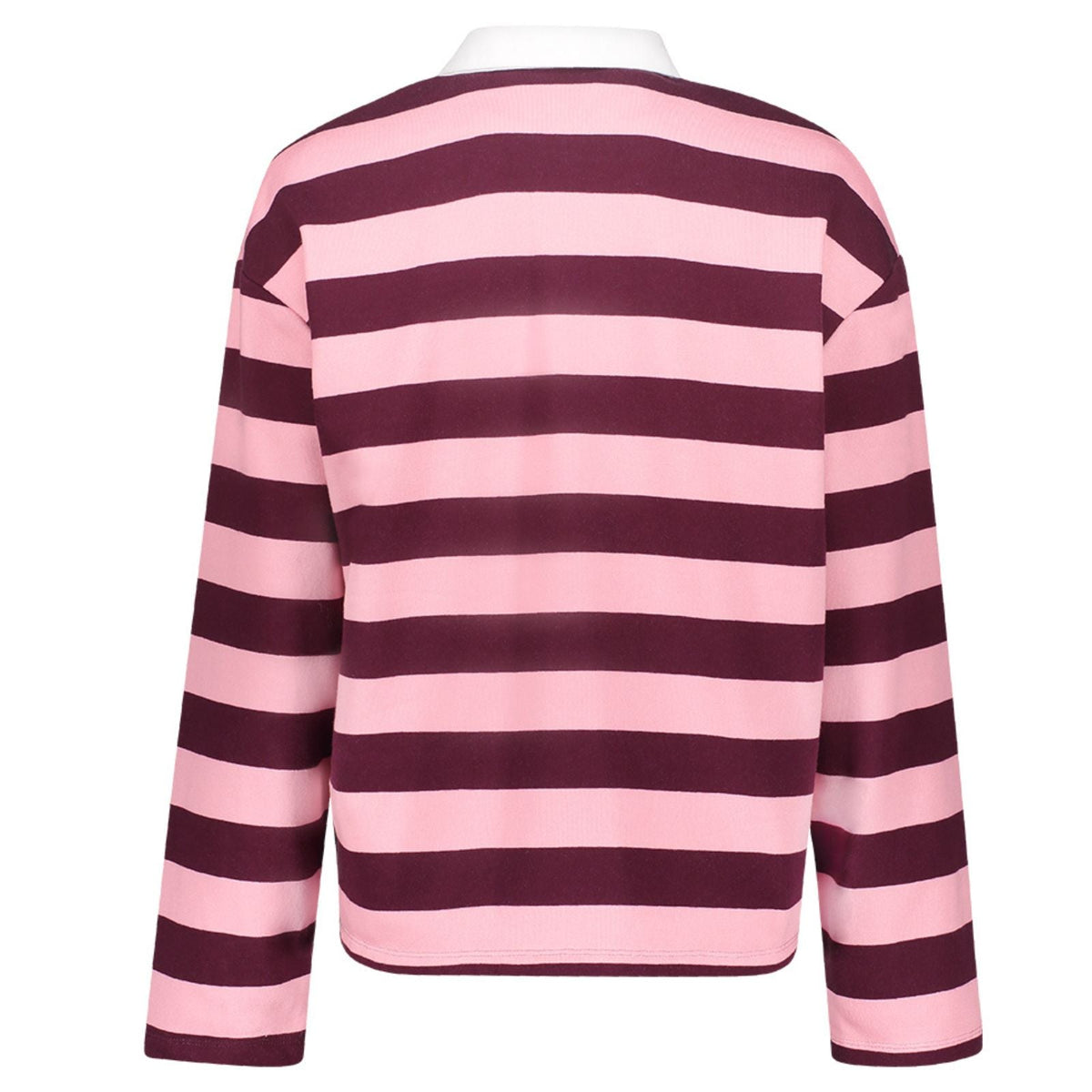 Bordeauxrood met roze gestreepte sweat 62630 - Capuchon Fashion
