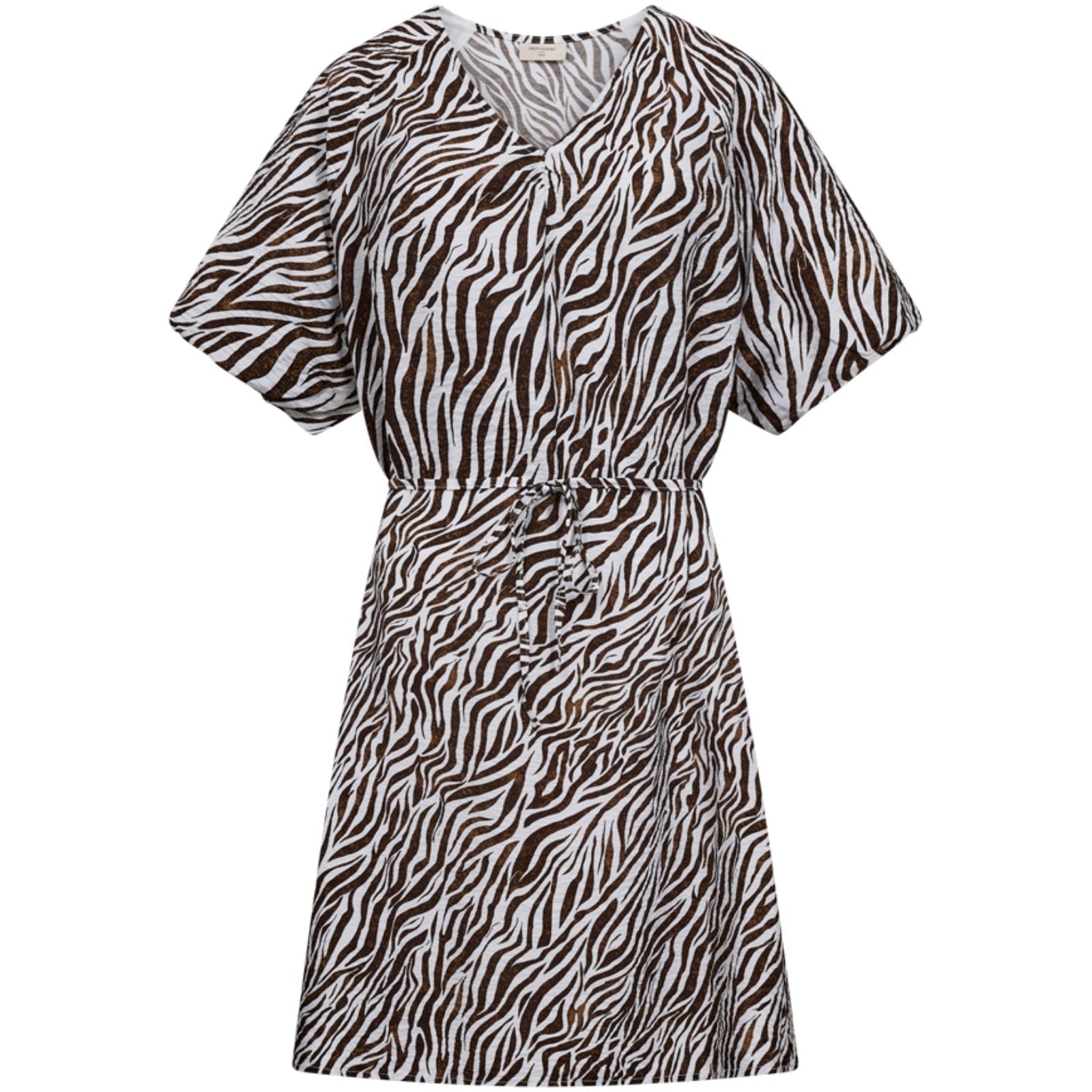 Brilliant White met coffee bean geprinte jurk Mele - Capuchon Fashion