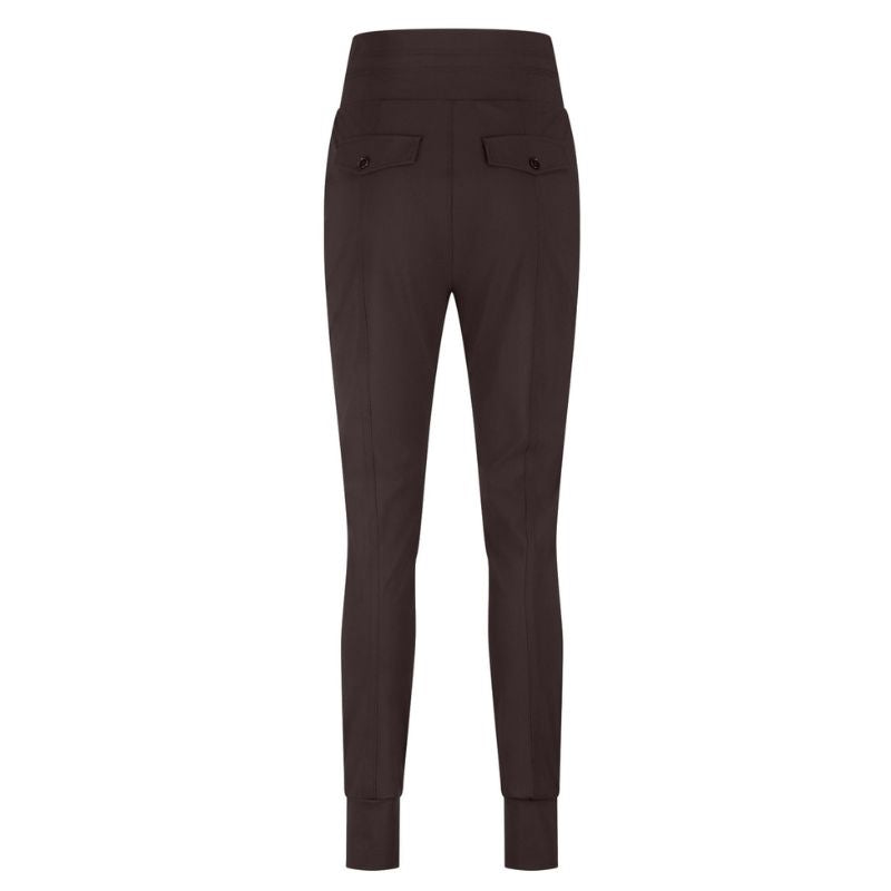 Espresso slim fit travel broek Franka