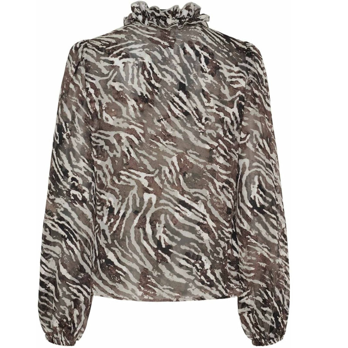 Bruin geprinte blouse Vibse Ruffle - Capuchon Fashion
