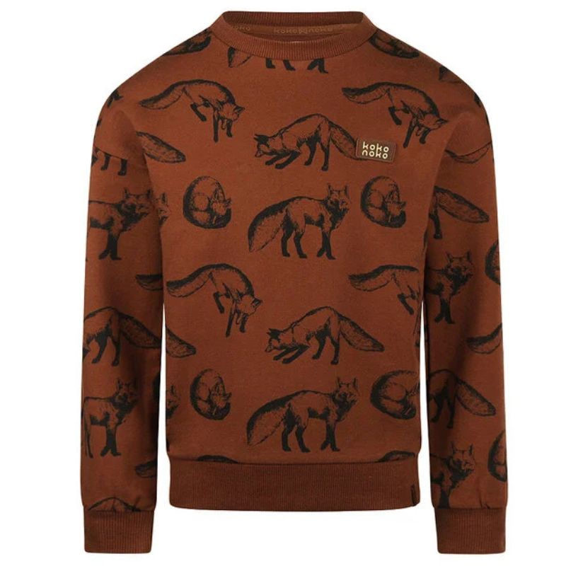 Bruin geprinte crewneck sweater O56879 - Capuchon Fashion