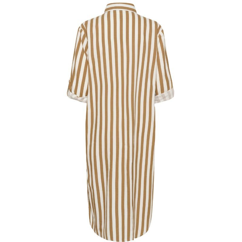 Bruin met wit gestreepte jurk Zalinda - Capuchon Fashion