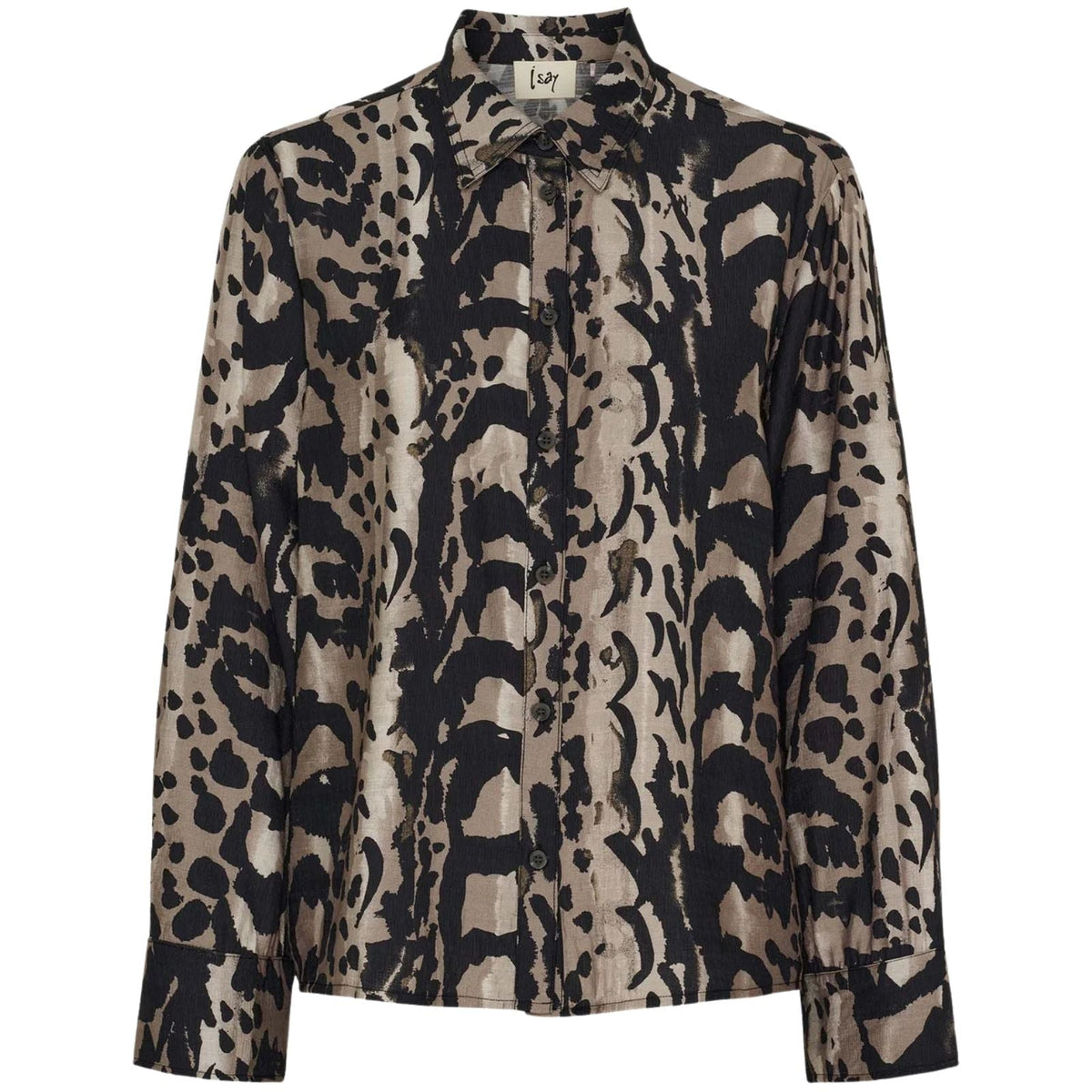 Bruin met zwart geprint shirt Nini - Capuchon Fashion