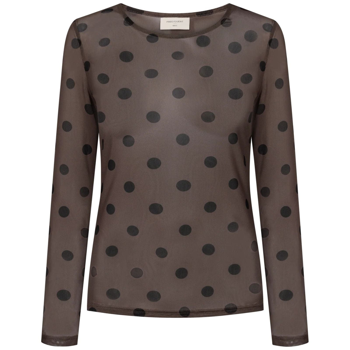 Bruin met zwarte dot mesh tee Messi - Capuchon Fashion