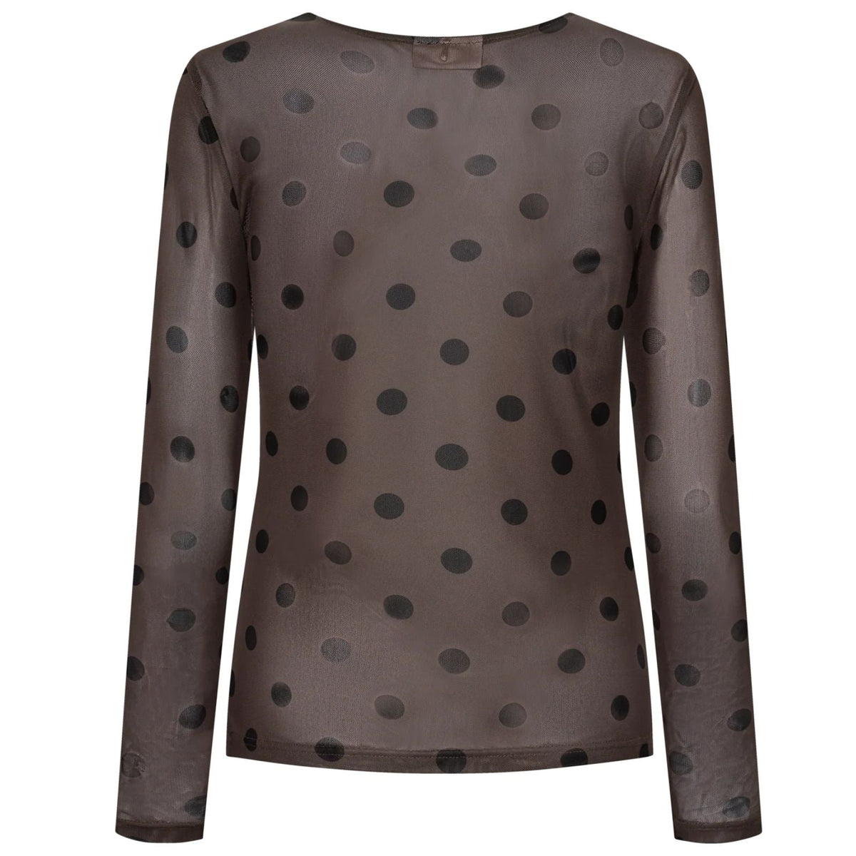 Bruin met zwarte dot mesh tee Messi - Capuchon Fashion