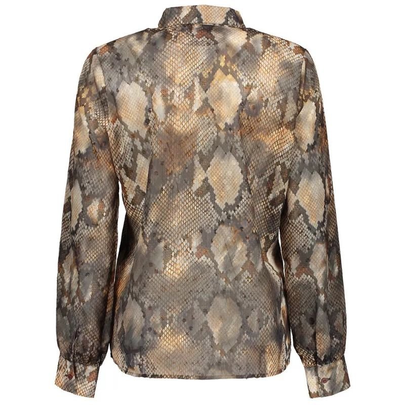 Bruine slangenprint blouse 53634 - Capuchon Fashion