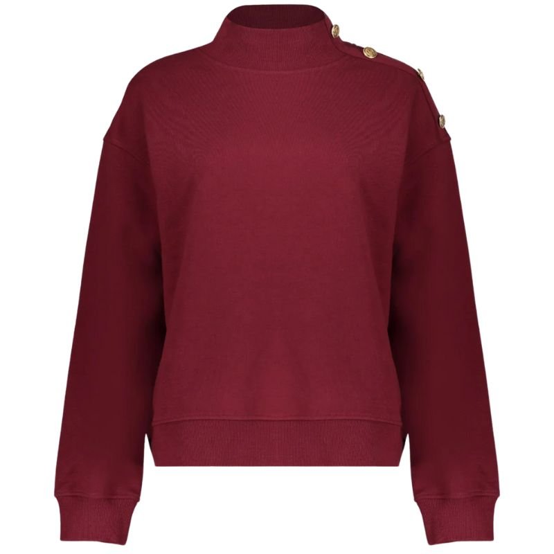 Burgundy col sweater 52600 met knopen - Capuchon Fashion