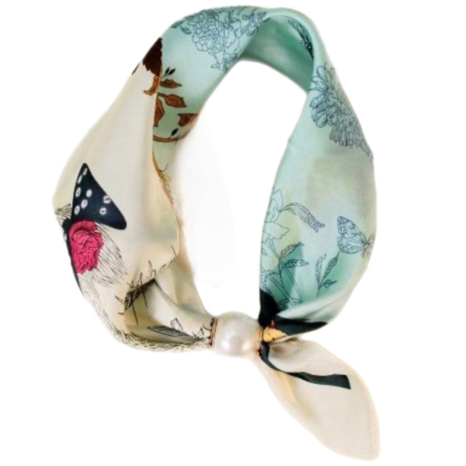 Butterfly met mintgroen parel sjaaltje Chloe - Capuchon Fashion