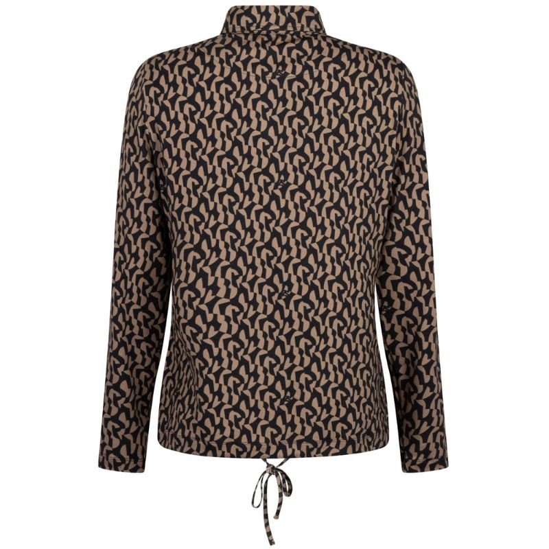 Camelbruine geprinte viscose blouse Pia - Capuchon Fashion