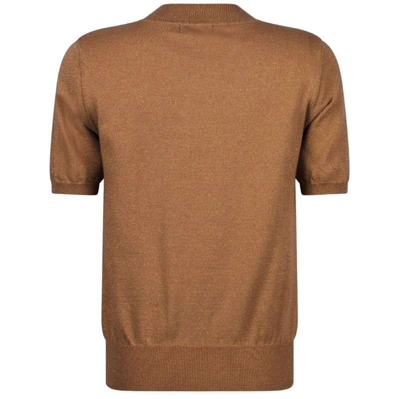 Camelbruine knitted korte mouw top Uma - Capuchon Fashion