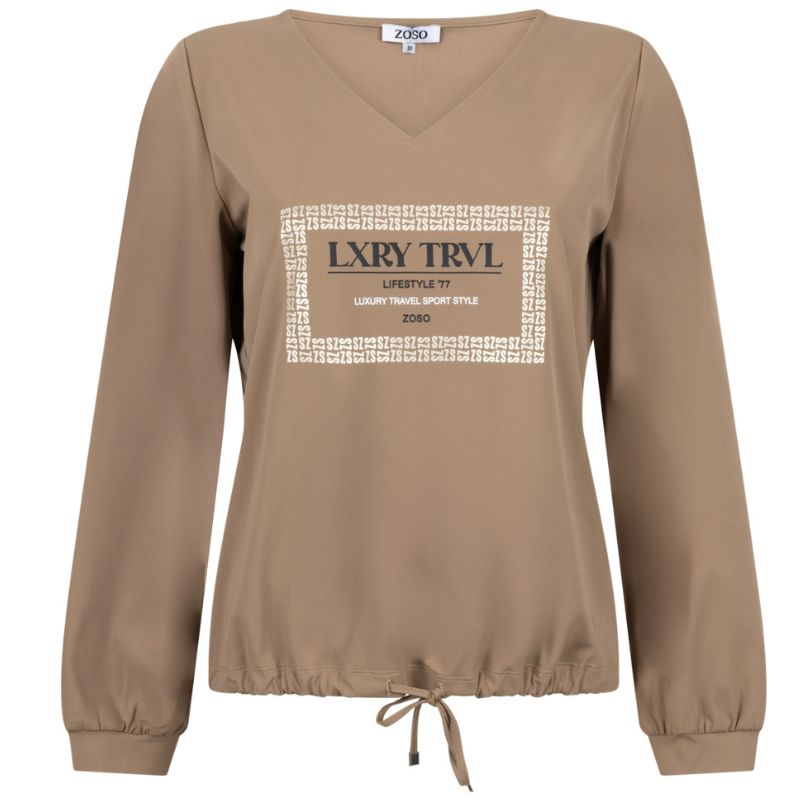 Camelbruine longsleeve travel top Fame - Capuchon Fashion