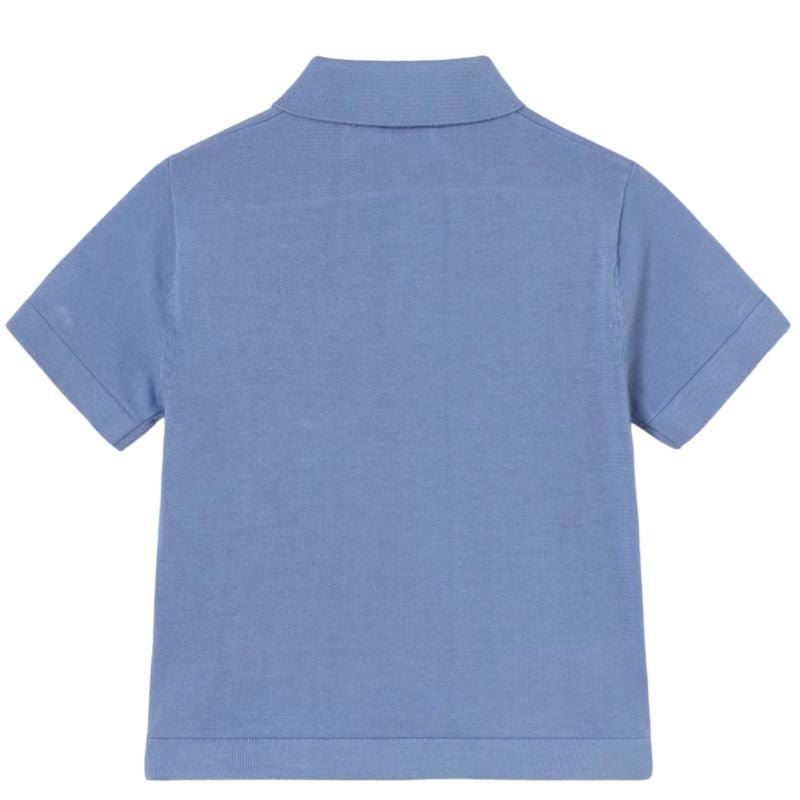 Capriblauwe knitted korte mouw polo 1109 - Capuchon Fashion