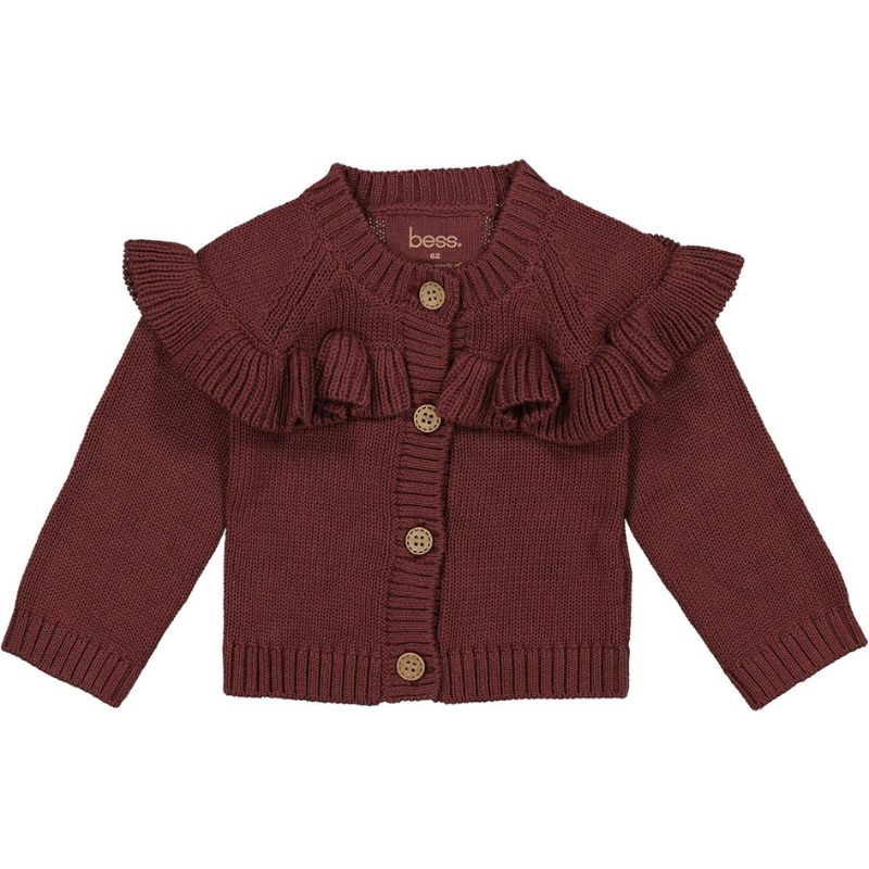 Bordeauxrood gebreid vest Ruffles