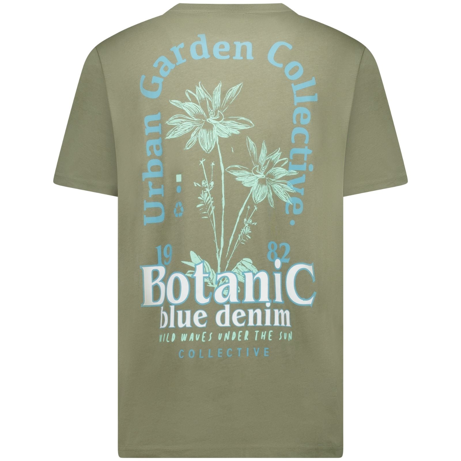 Mosgroen ronde hals backprint t-shirt Ritzo