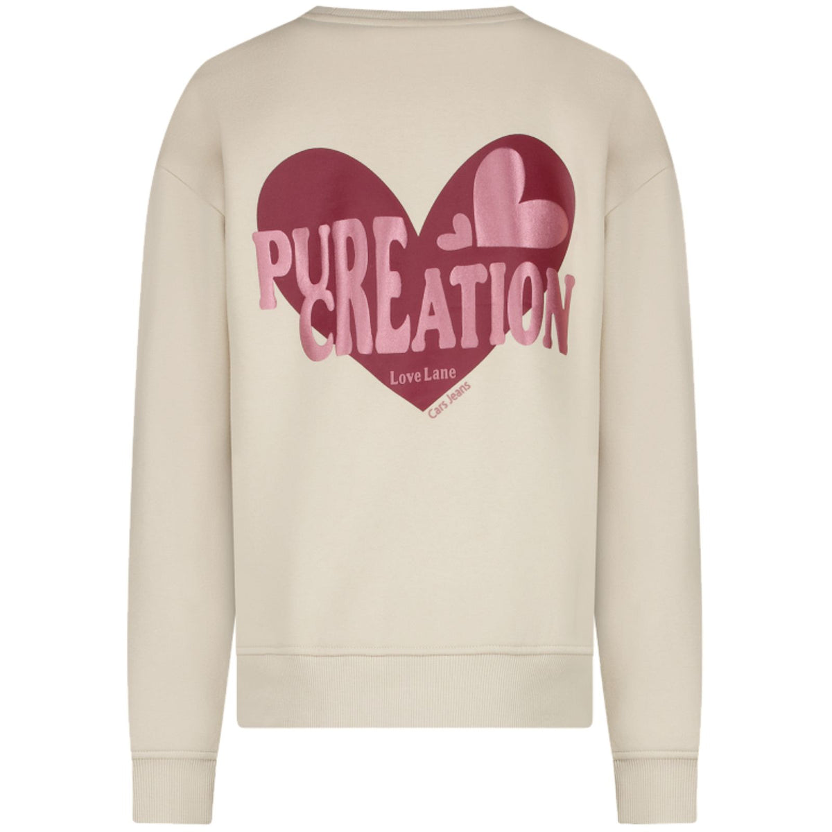 Beige ronde hals backprint sweater Cleo