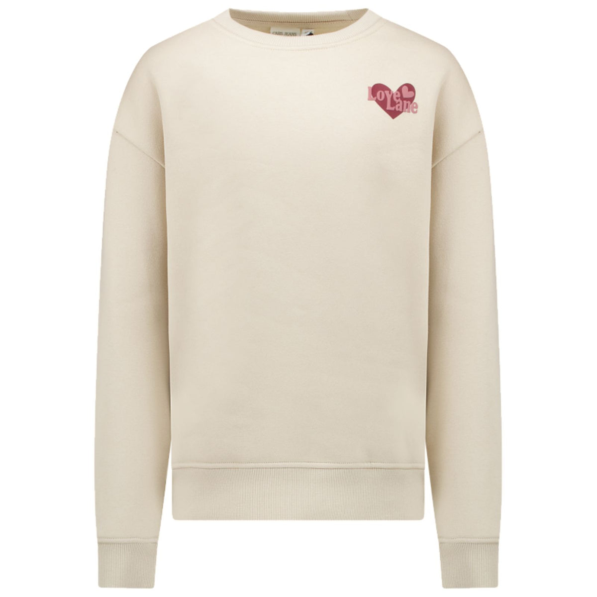 Beige ronde hals backprint sweater Cleo