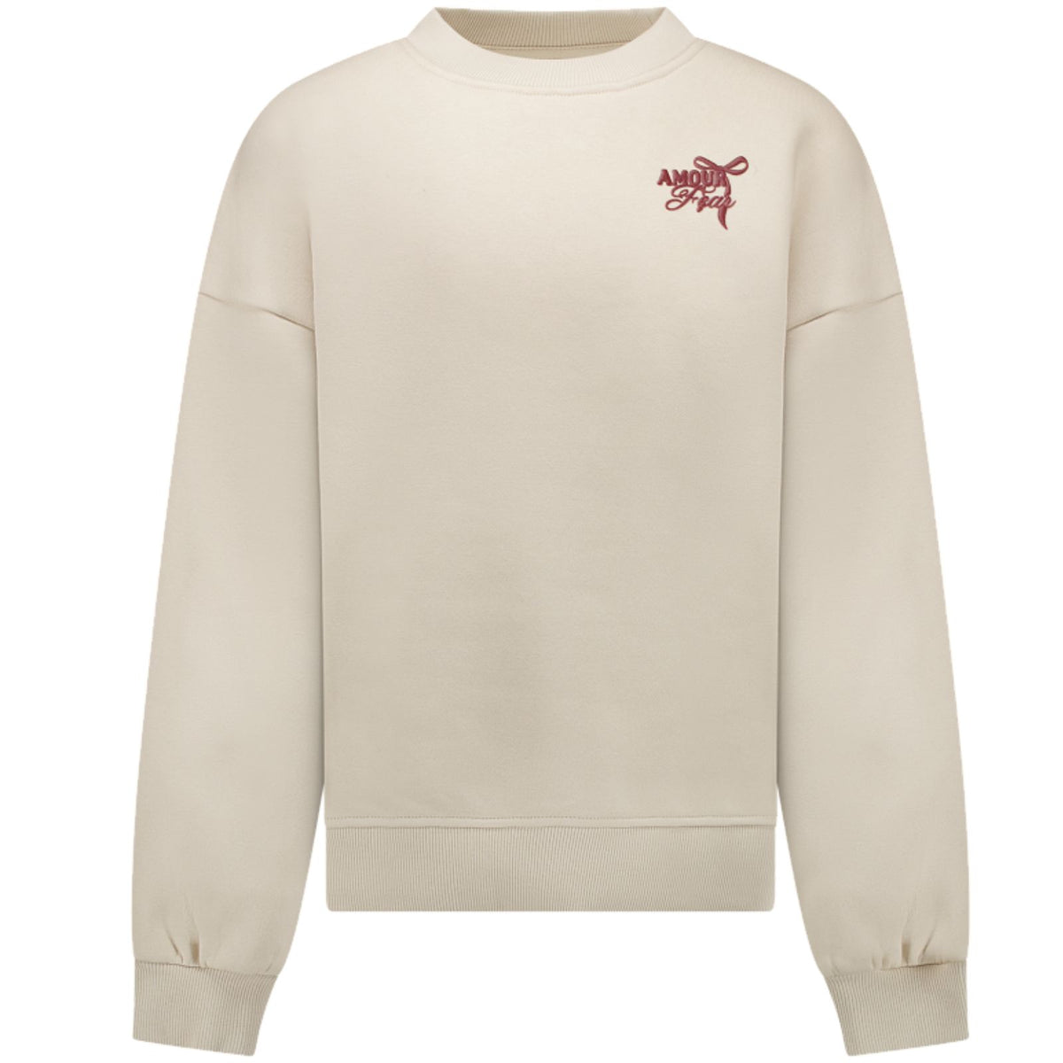 Beige ronde hals backprint sweater Suzie