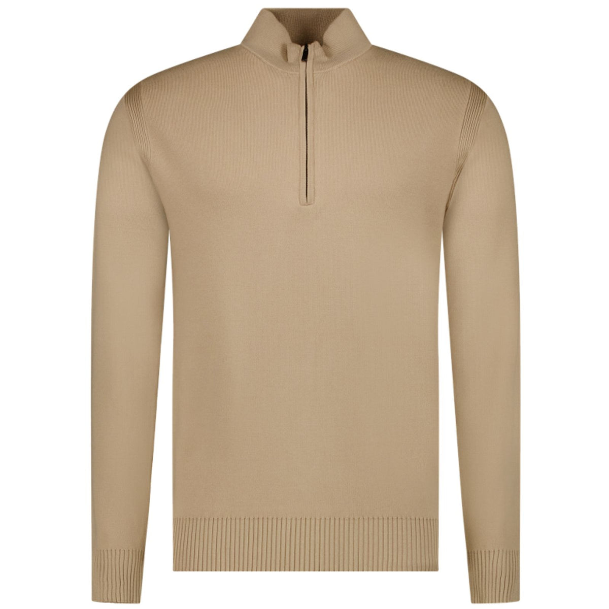 Beige knit half zip pullover Symor