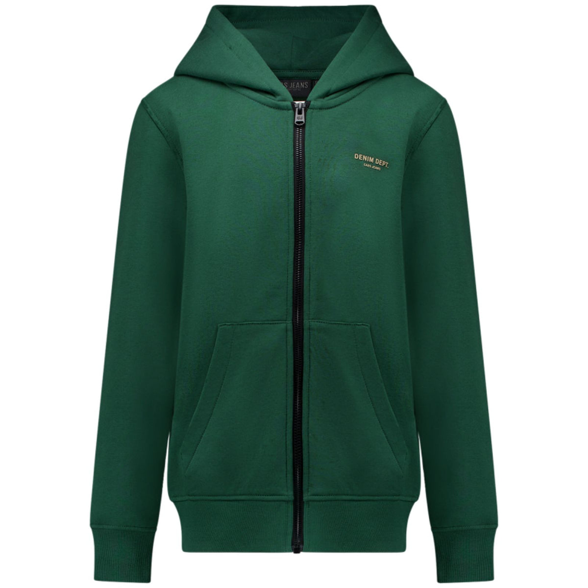 Donkergroen effen capuchon vest Yutto