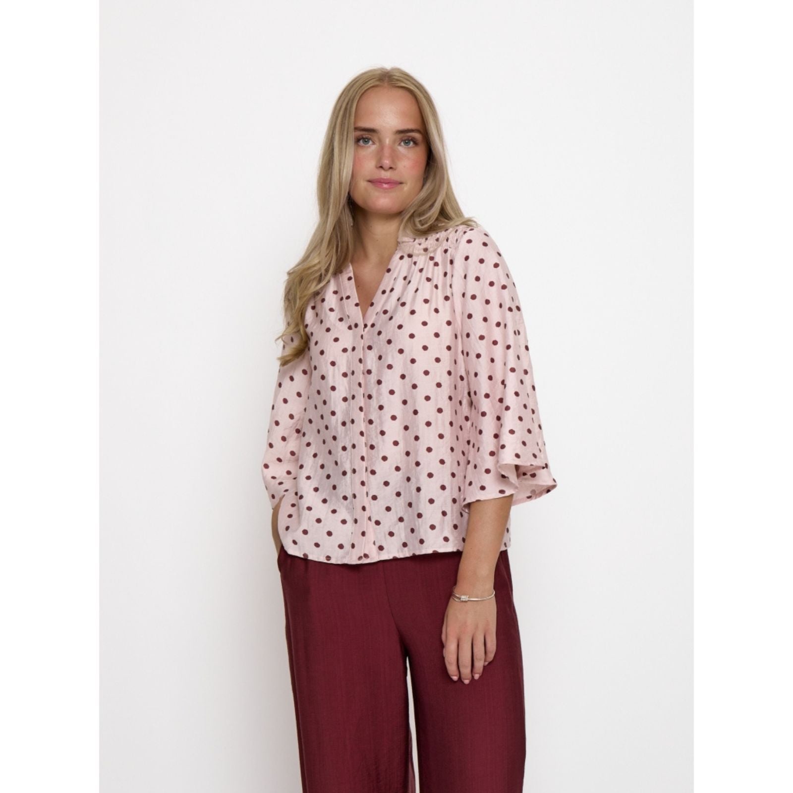 Cherry Blossom dot v-hals blouse Viviana - Capuchon Fashion
