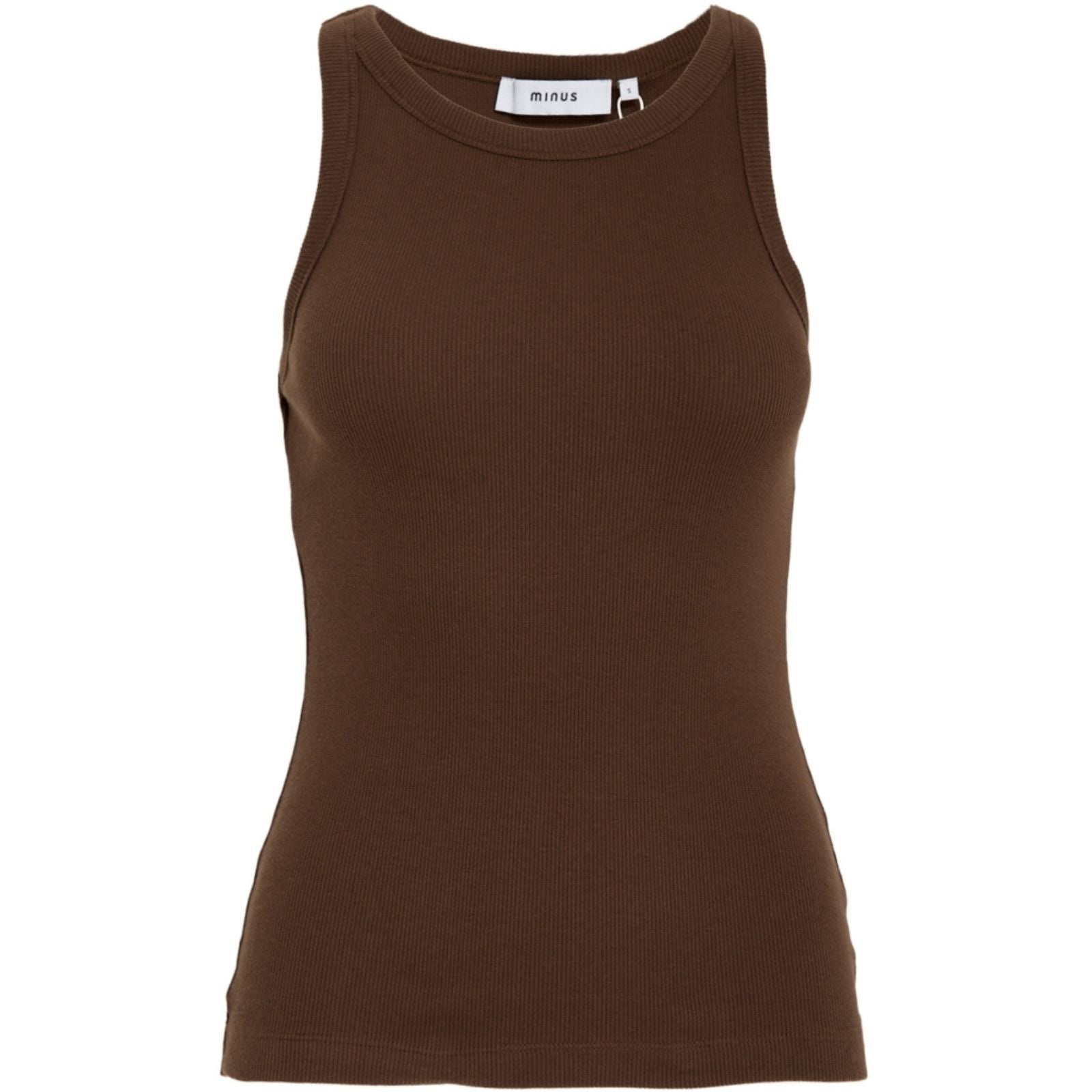 Chestnut gots ronde hals rib top Maluna - Capuchon Fashion